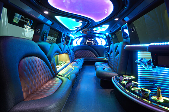 leather seating in a party limo